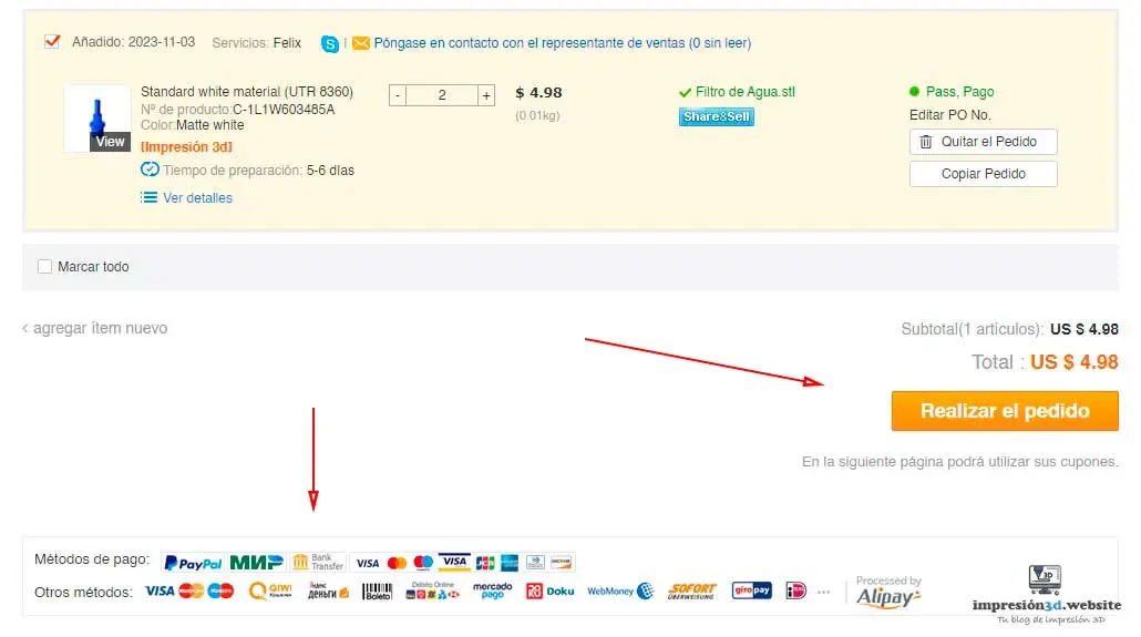 cotizar impresión 3D Online - realizar pedido